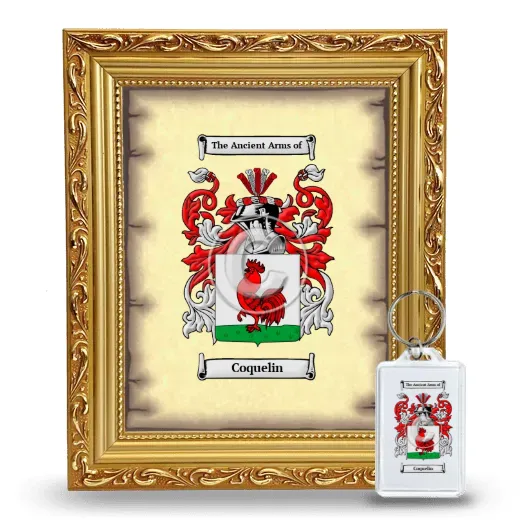 Coquelin Framed Coat of Arms and Keychain - Gold