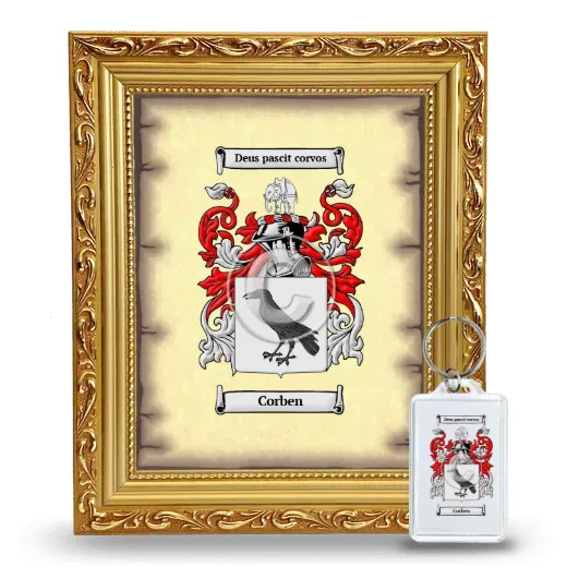 Corben Framed Coat of Arms and Keychain - Gold