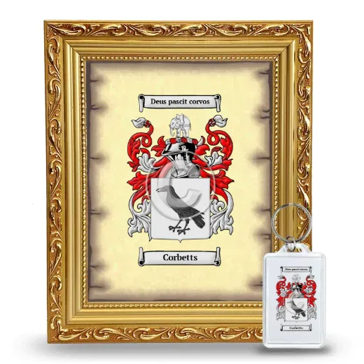 Corbetts Framed Coat of Arms and Keychain - Gold