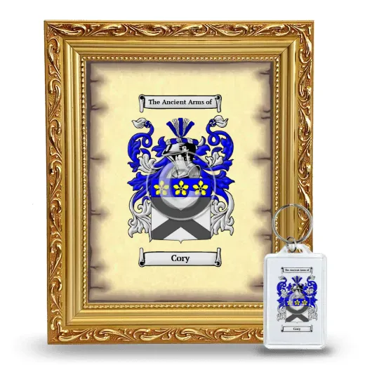 Cory Framed Coat of Arms and Keychain - Gold