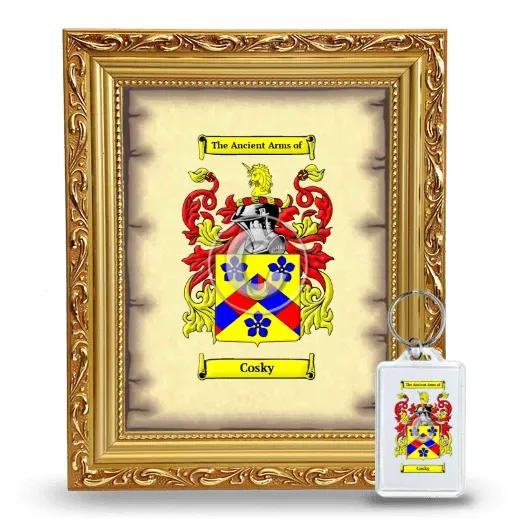 Cosky Framed Coat of Arms and Keychain - Gold