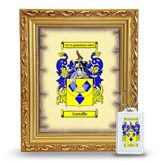 Costello Framed Coat of Arms and Keychain - Gold