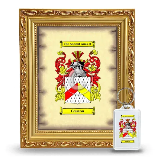 Couson Framed Coat of Arms and Keychain - Gold