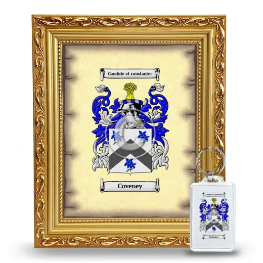 Coveney Framed Coat of Arms and Keychain - Gold