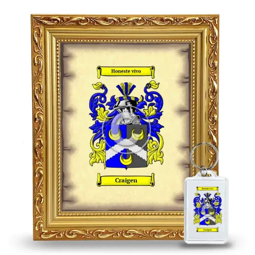 Craigen Framed Coat of Arms and Keychain - Gold