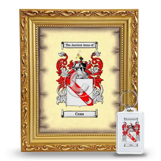 Cran Framed Coat of Arms and Keychain - Gold