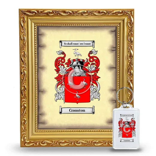 Cranston Framed Coat of Arms and Keychain - Gold