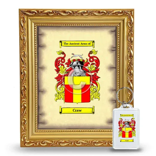 Craw Framed Coat of Arms and Keychain - Gold