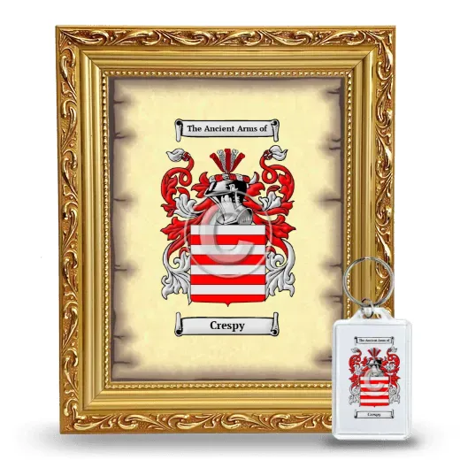 Crespy Framed Coat of Arms and Keychain - Gold