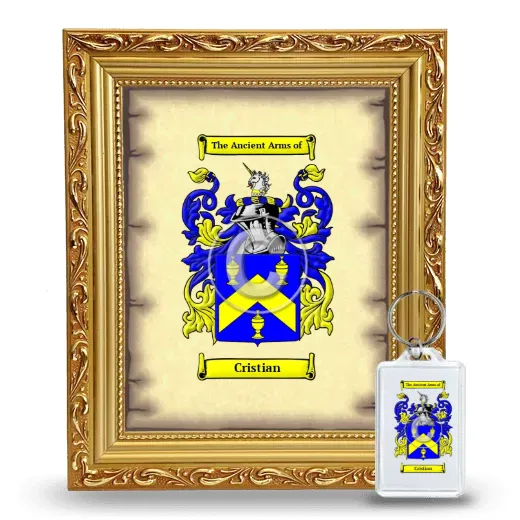 Cristian Framed Coat of Arms and Keychain - Gold