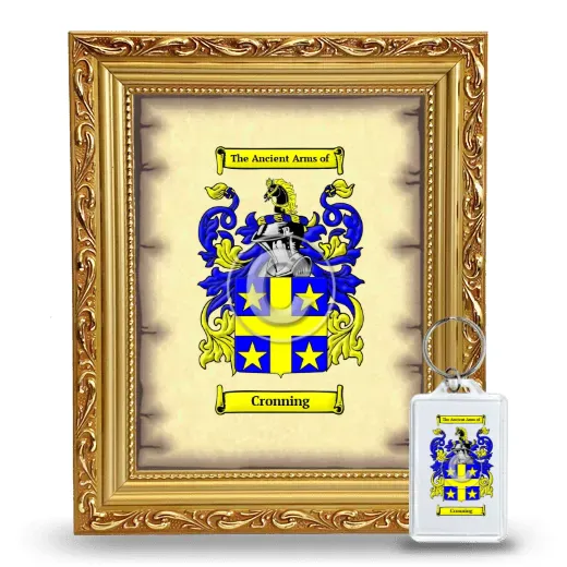 Cronning Framed Coat of Arms and Keychain - Gold