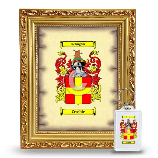 Crosbie Framed Coat of Arms and Keychain - Gold