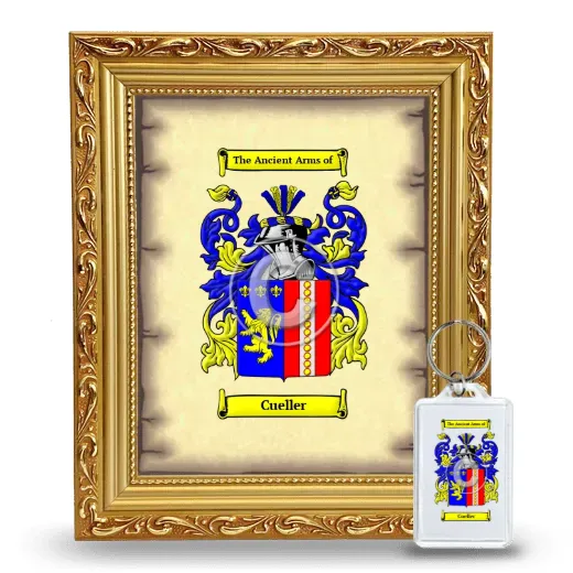 Cueller Framed Coat of Arms and Keychain - Gold
