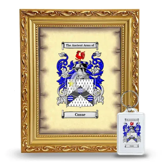 Cusse Framed Coat of Arms and Keychain - Gold