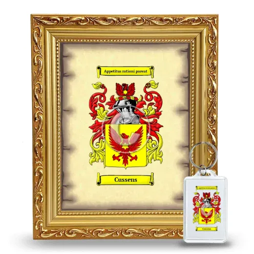 Cussens Framed Coat of Arms and Keychain - Gold