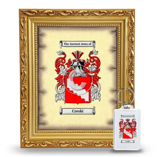 Czeski Framed Coat of Arms and Keychain - Gold