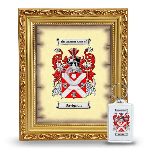 Davignon Framed Coat of Arms and Keychain - Gold