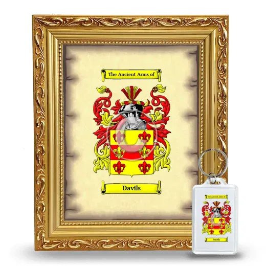 Davils Framed Coat of Arms and Keychain - Gold