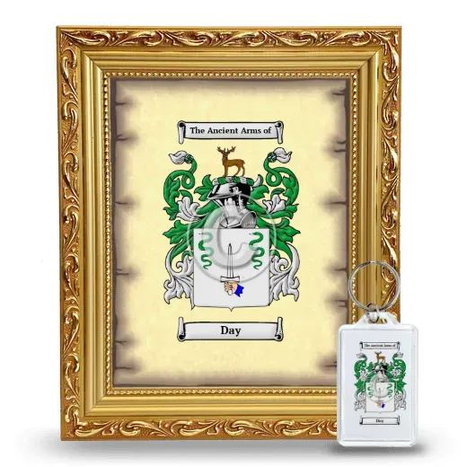 Day Framed Coat of Arms and Keychain - Gold