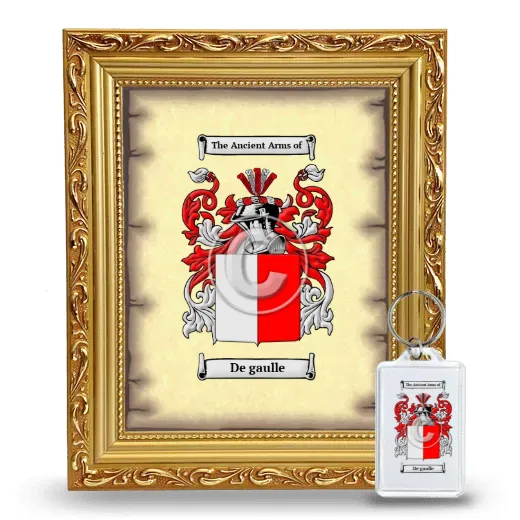De gaulle Framed Coat of Arms and Keychain - Gold