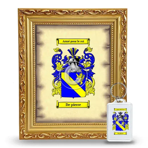 De pierre Framed Coat of Arms and Keychain - Gold