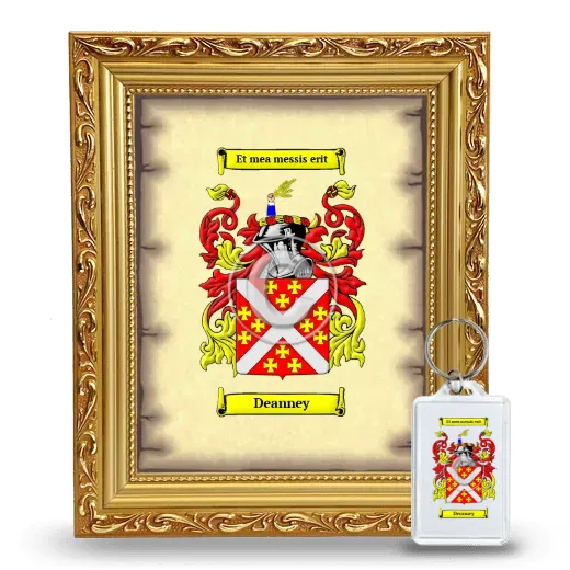 Deanney Framed Coat of Arms and Keychain - Gold