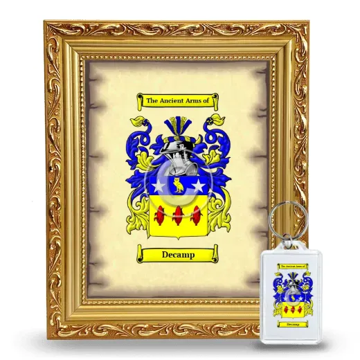 Decamp Framed Coat of Arms and Keychain - Gold