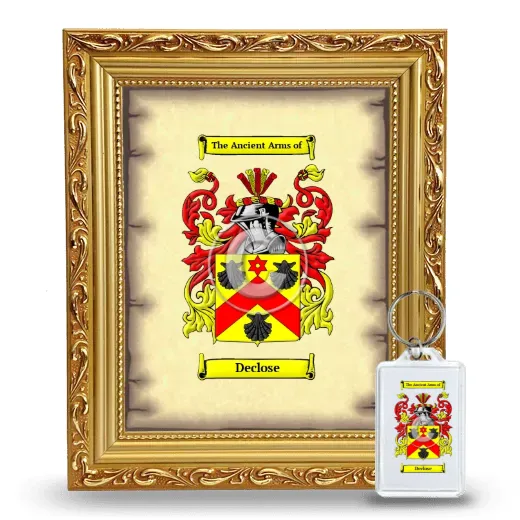 Declose Framed Coat of Arms and Keychain - Gold