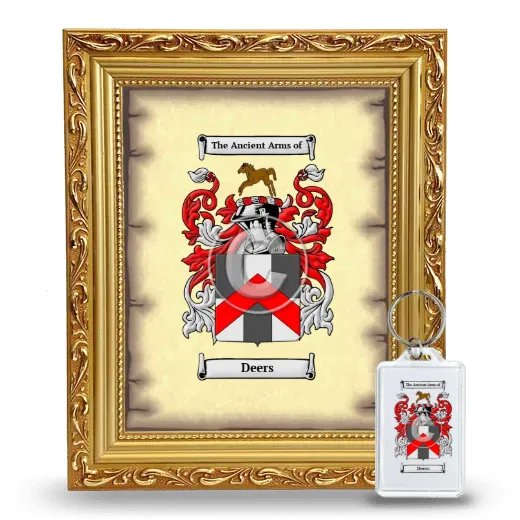 Deers Framed Coat of Arms and Keychain - Gold