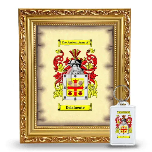 Delafuente Framed Coat of Arms and Keychain - Gold