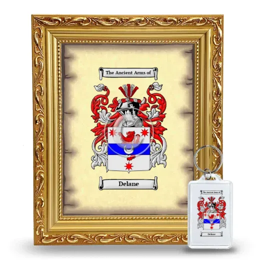 Delane Framed Coat of Arms and Keychain - Gold
