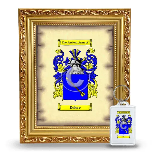 Delere Framed Coat of Arms and Keychain - Gold