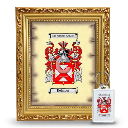 Delmour Framed Coat of Arms and Keychain - Gold