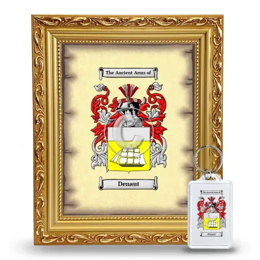Denaut Framed Coat of Arms and Keychain - Gold
