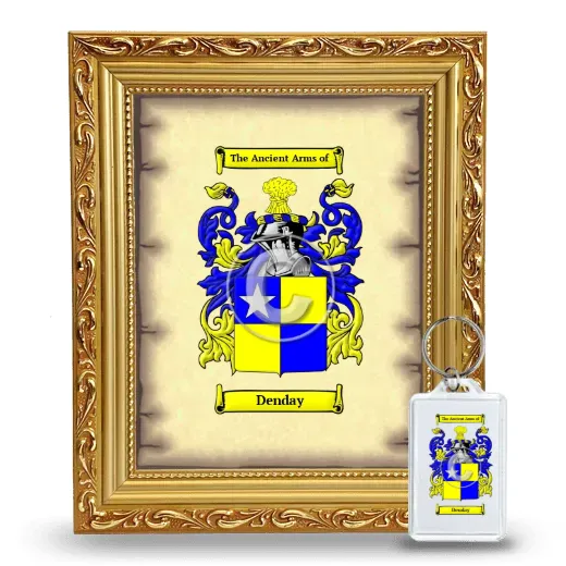 Denday Framed Coat of Arms and Keychain - Gold