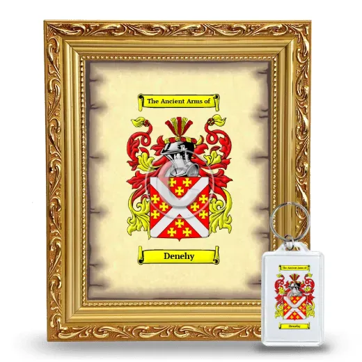 Denehy Framed Coat of Arms and Keychain - Gold