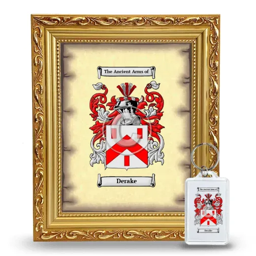 Derake Framed Coat of Arms and Keychain - Gold