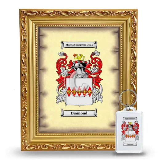 Diamond Framed Coat of Arms and Keychain - Gold
