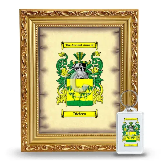 Dicicco Framed Coat of Arms and Keychain - Gold