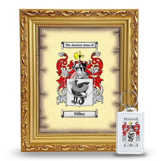 Dillay Framed Coat of Arms and Keychain - Gold