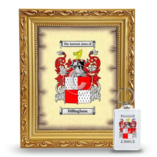 Dillingham Framed Coat of Arms and Keychain - Gold