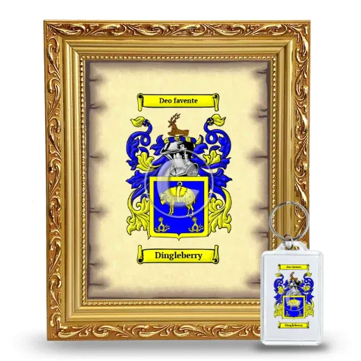 Dingleberry Framed Coat of Arms and Keychain - Gold