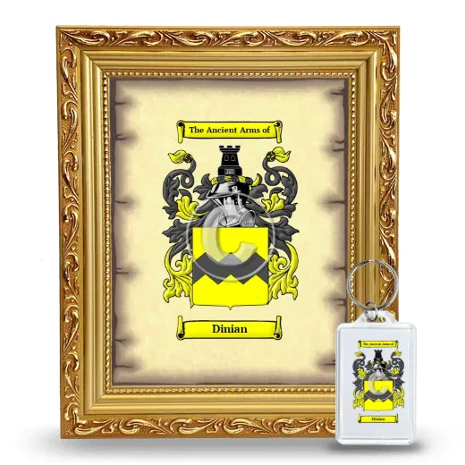 Dinian Framed Coat of Arms and Keychain - Gold
