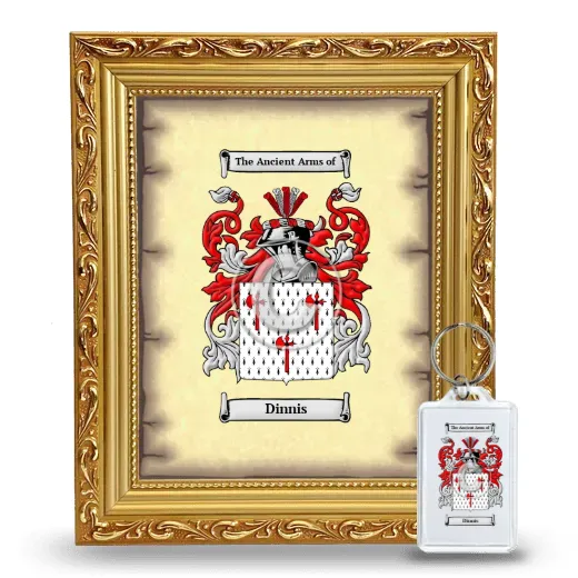 Dinnis Framed Coat of Arms and Keychain - Gold