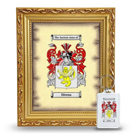 Divens Framed Coat of Arms and Keychain - Gold
