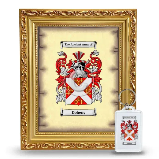 Doheny Framed Coat of Arms and Keychain - Gold