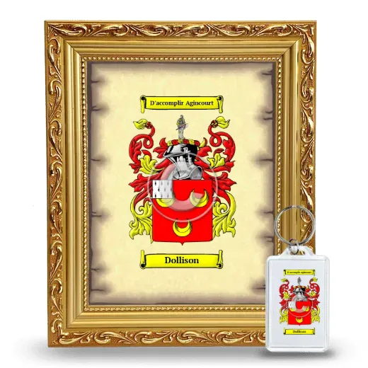 Dollison Framed Coat of Arms and Keychain - Gold