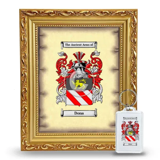 Dona Framed Coat of Arms and Keychain - Gold