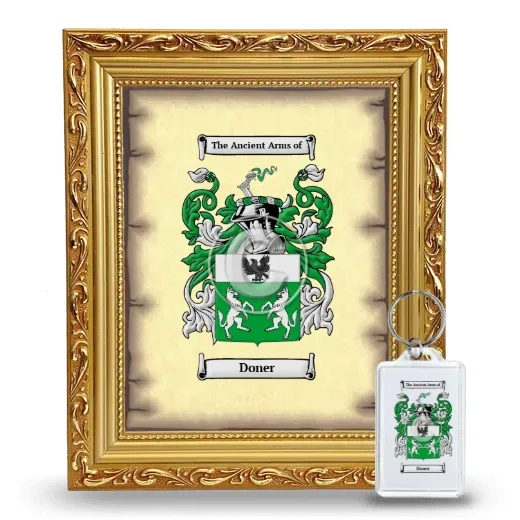 Doner Framed Coat of Arms and Keychain - Gold