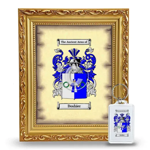 Doshier Framed Coat of Arms and Keychain - Gold